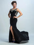 Mermaid Scoop Spandex Slit Prom Dresses With Rhinestones LBQX0285